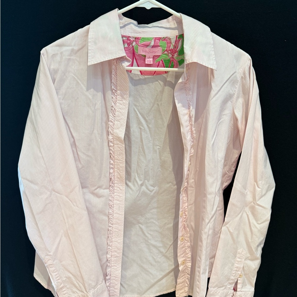 Lilly Pulitzer Light Pink Striped Button Down Shirt